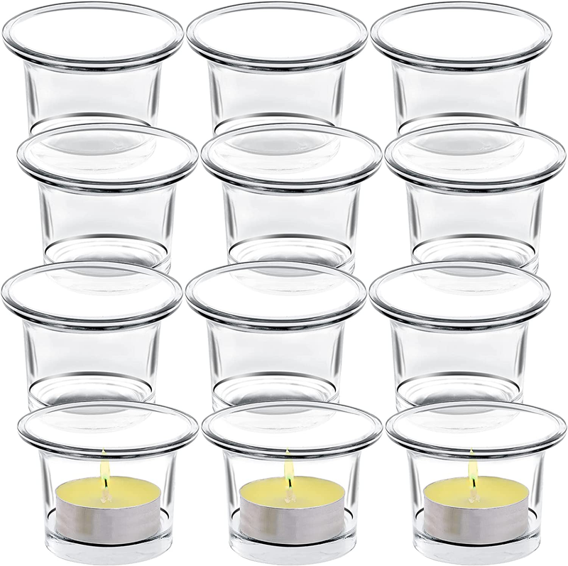 Tealight Candle Holder Set of 12,Glass Votive Candle Holders,Clear Tea Light Ho