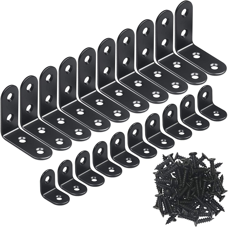 20pcs L Bracket Corner Brace Sets 90 Degree Right Angle for Wood Chair Furniture