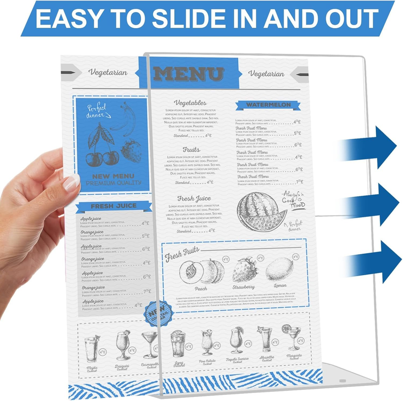 12 Pack Acrylic Sign Holder 8.5 x 11, L Shape Clear Plastic Display Stand, Slant
