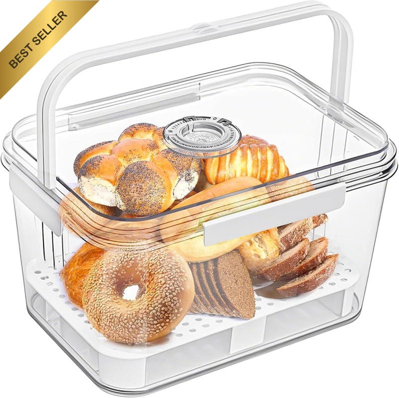Bread Box for Kitchen Countertop | Airtight Bread Storage Container with New Upg