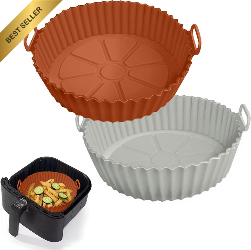 Air Fryer Silicone Liners, 2-Pack Reusable Air Fryer Silicone Basket Silicone Bo