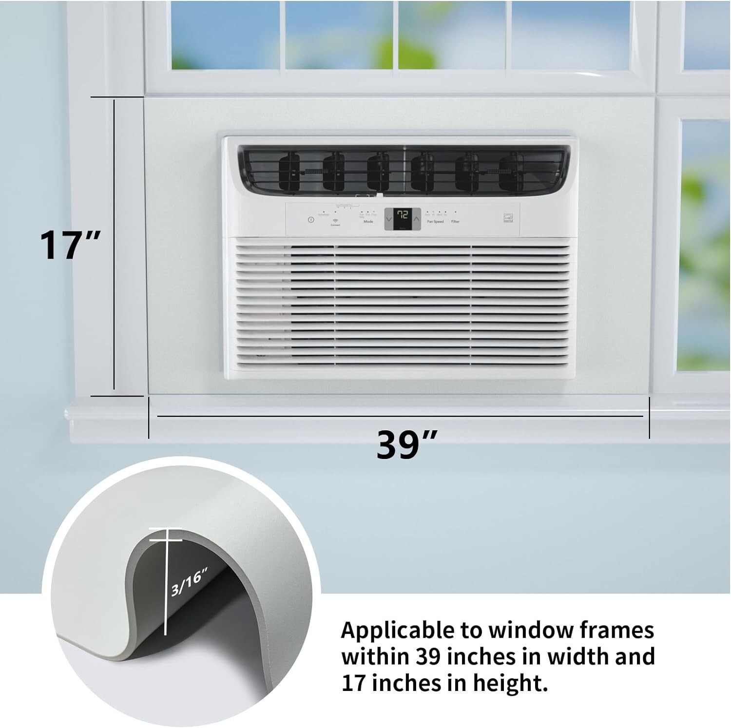 Window Air Conditioner,Side Insulated Foam Panel, Summer/Winter Heat and Draf...