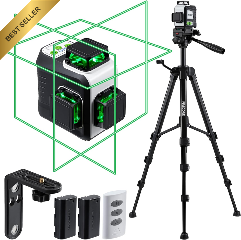 3x360° Rechargeable Green Self Leveling Cross Line Laser Level with Tripod