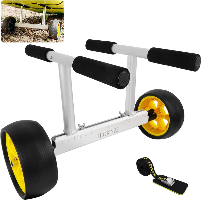 NEW Aluminum Kayak Cart Quick-Detachable Width Adjustable Canoe Trolley Widebody