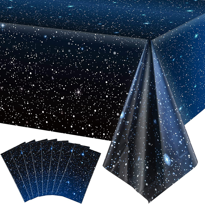 8 Pack Space Tablecloth Starry Night Table Cover Decorations Plastic 54" x 108"