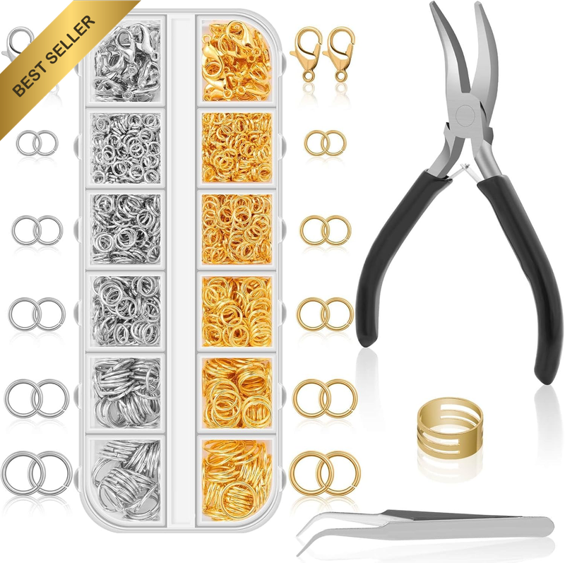 Jump Rings for Jewelry Making Supplies and Necklace Repair with Jump Ring Pliers