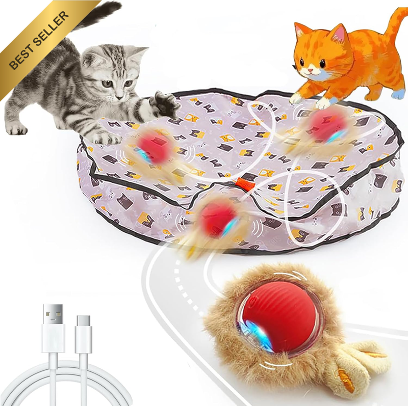 Interactive Cat Toy Hide Seek Automatic Moving Ball Rechargeable Bouncing Bored