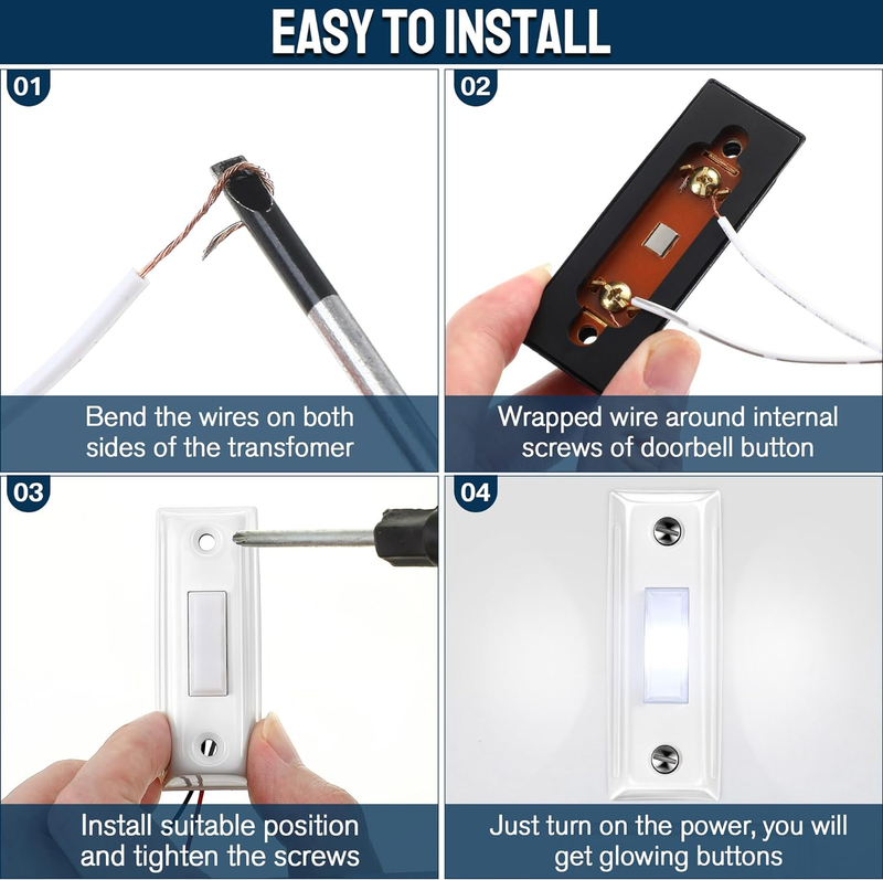 1 Pack Metal Doorbell Push Button, Heavy Duty Metal Door Bell Wired Button LED L