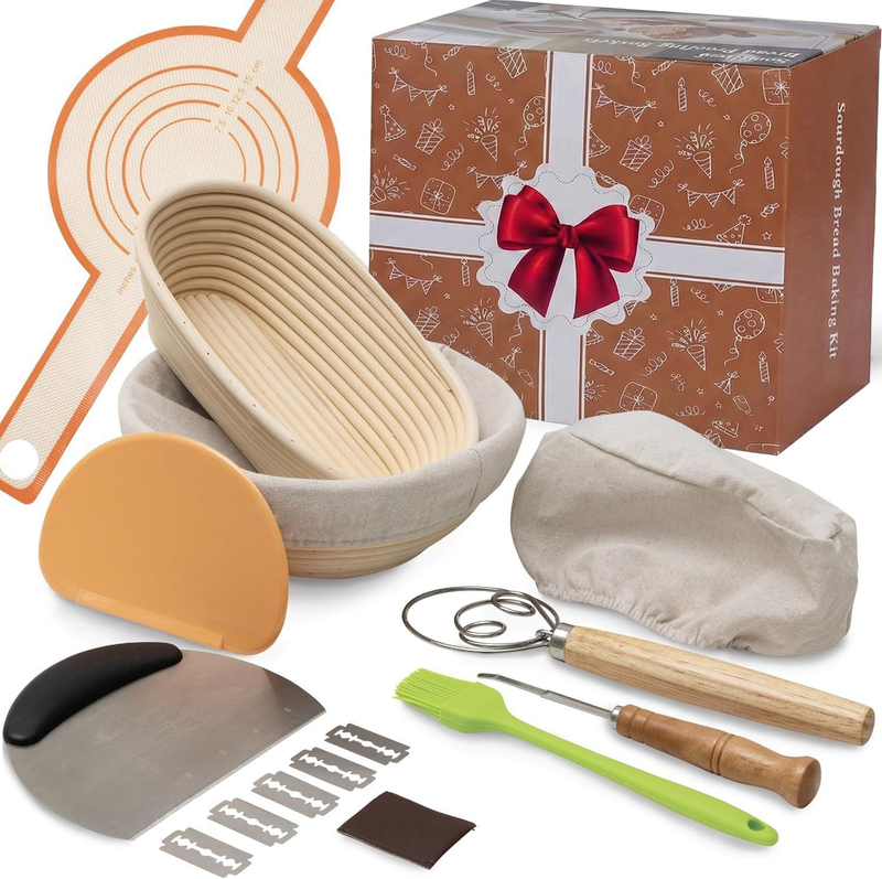 13 PCS Sourdough Basket Set,2 Packs Bread Proofing Basket with Liners,Includes B
