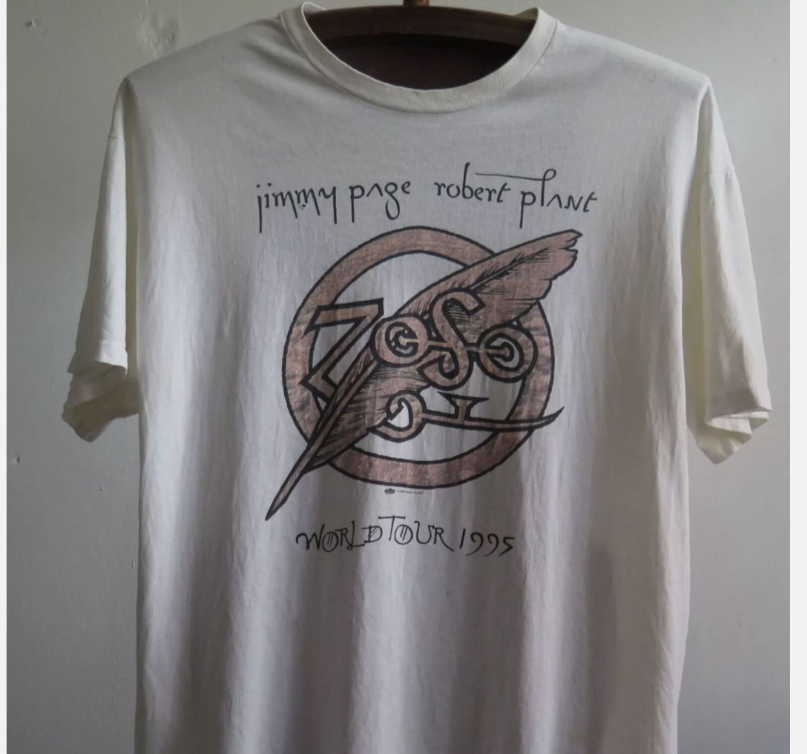 JIMMY PAGE ROBERT PLANT WORLD TOUR Tシャツ Vintage Jimmy Page Robert Plant T Shirt Vintage Led Zeppelin