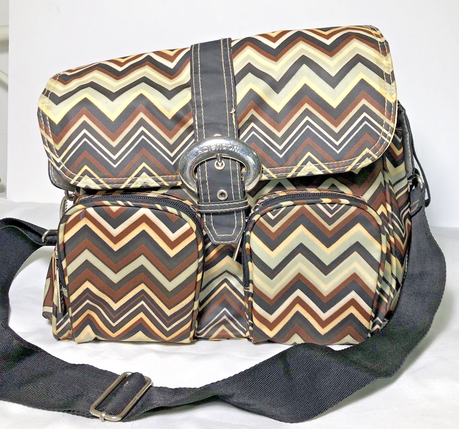 Kalencom Double Duty Brown Chevron Coated Convertible Backpack Diaper Bag