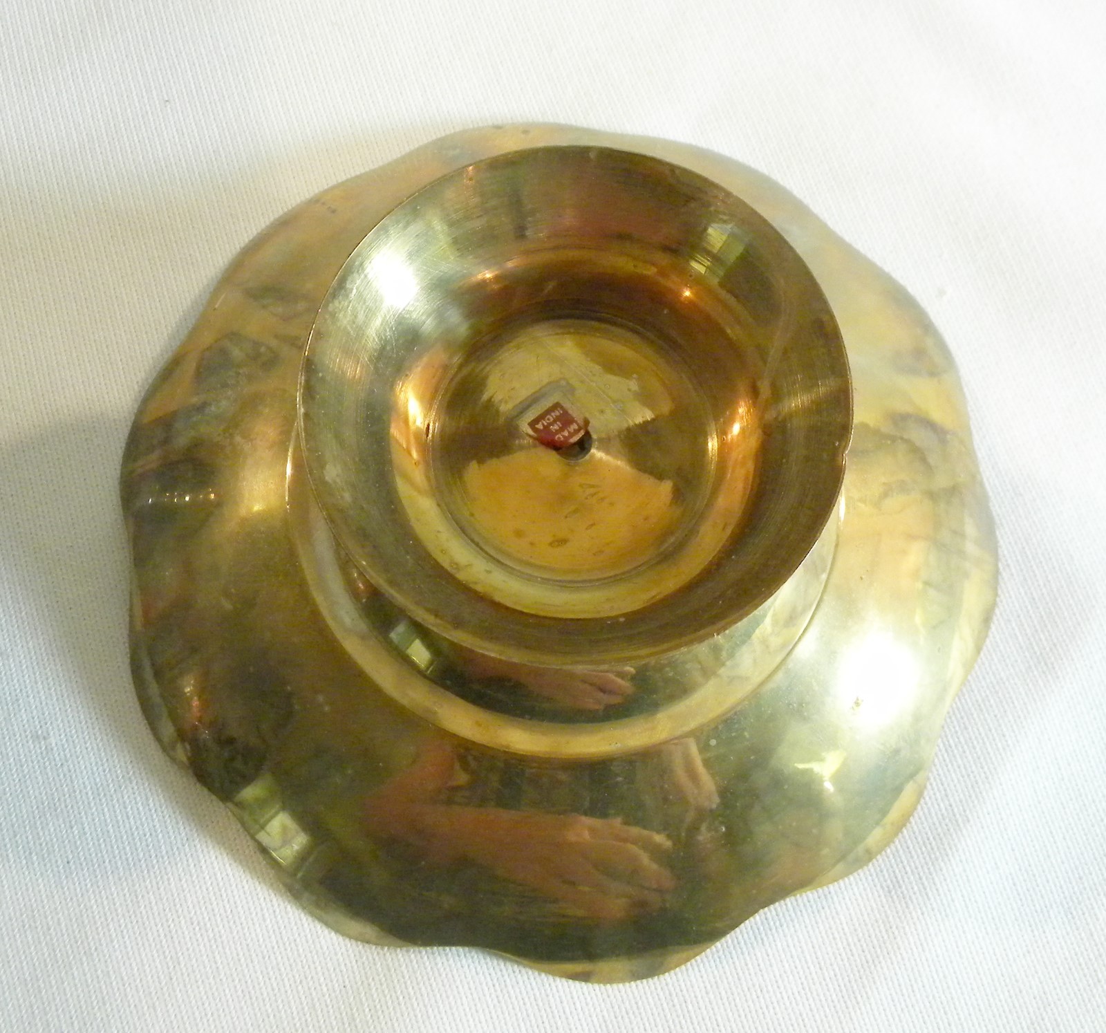 Vintage India Brass Lotus Flower? Shaped Bowl Candy Trinket Dish Candle Holder