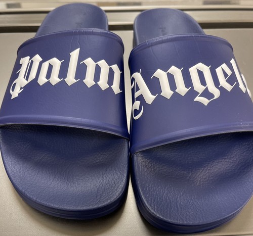 サンダル PALM ANGELS Men Sandals PMIH004S23LEA0010361 White Palm Angels logo-print Slides | White | FARFETCH