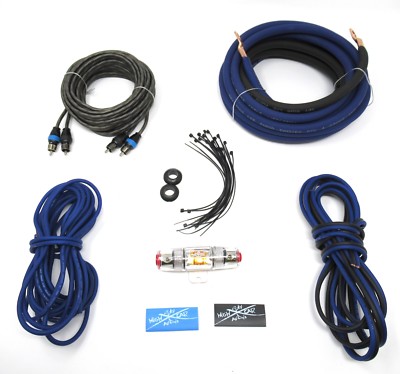 4 Ga AWG Amp Kit and 4 Gauge AWG Big 3 Upgrade Blue Black Sky High Car Audio