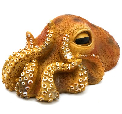 Aquarium Ornament Blinking Eye Orange Octopus Fish Tank Decoration