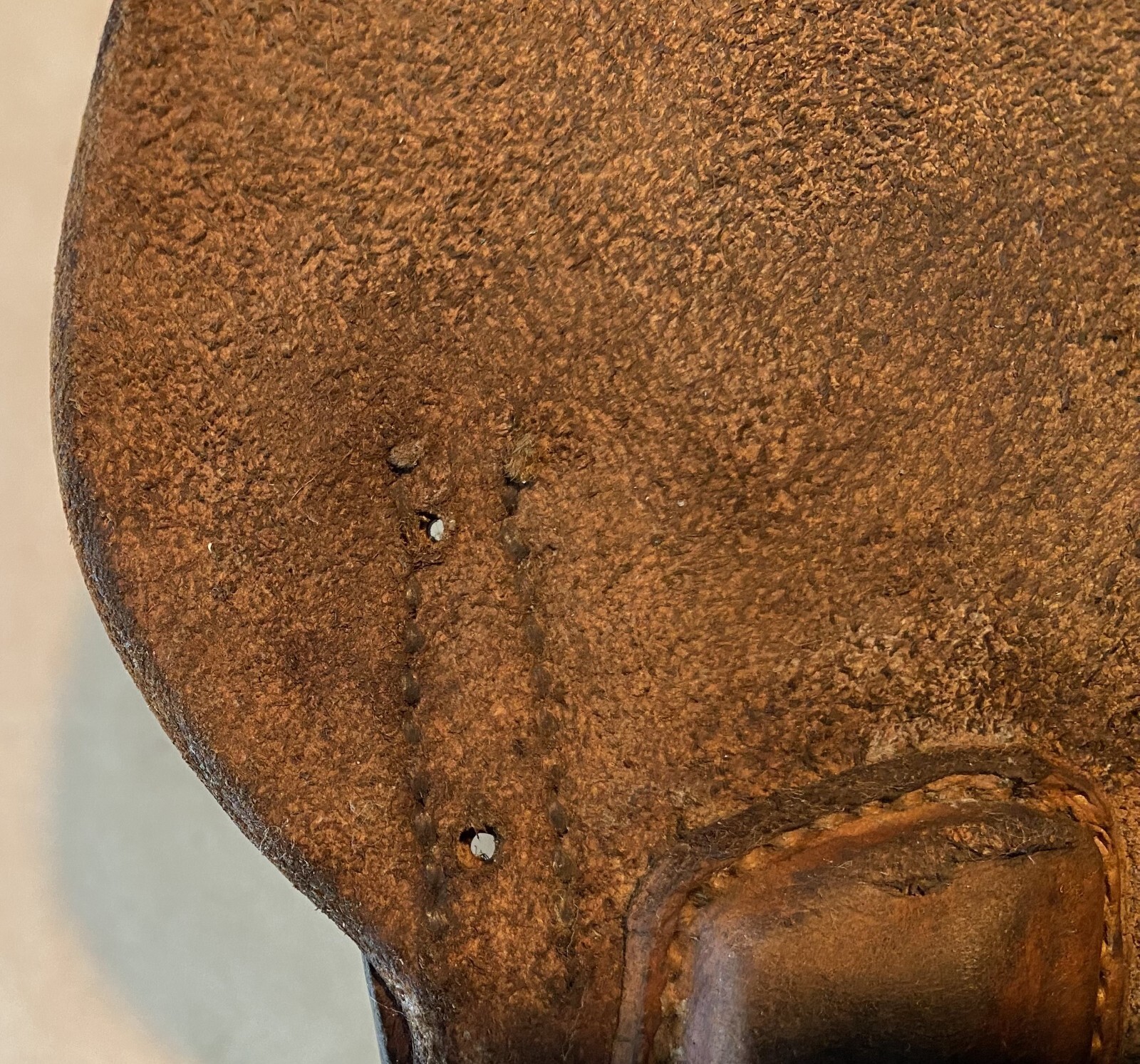 No Maker Mark or Date Model 1911 Pistol Brn. Leather Flap Holster w/Brass Hanger