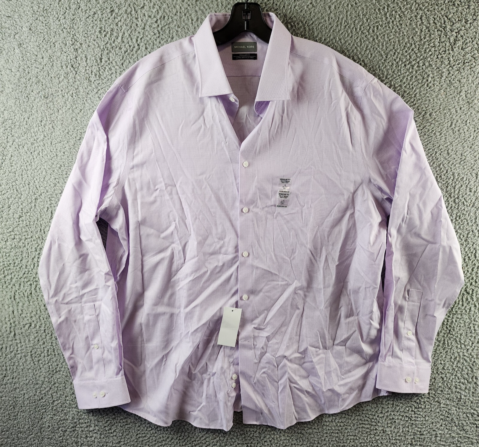 Michael Kors Ultra Wrinkle Free Dress Shirt Men's 2XL 18 36-37 Lilac - Picture 2 of 15