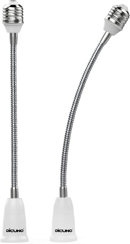E26 Flexible Light Socket Extender, 10.8 Inch Bulb Base Extension, 2 Pack