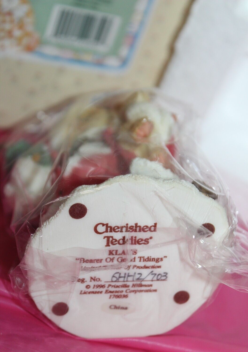 Enesco Cherished Teddies Figurine Klaus Bearer of Good Tidings 176036  1996