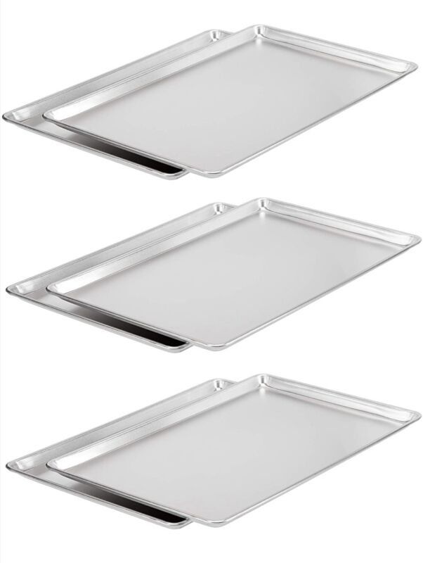Commercial Grade Aluminum Baking Sheet Full Restaurant Pans 18" x 26" - 6 Pans