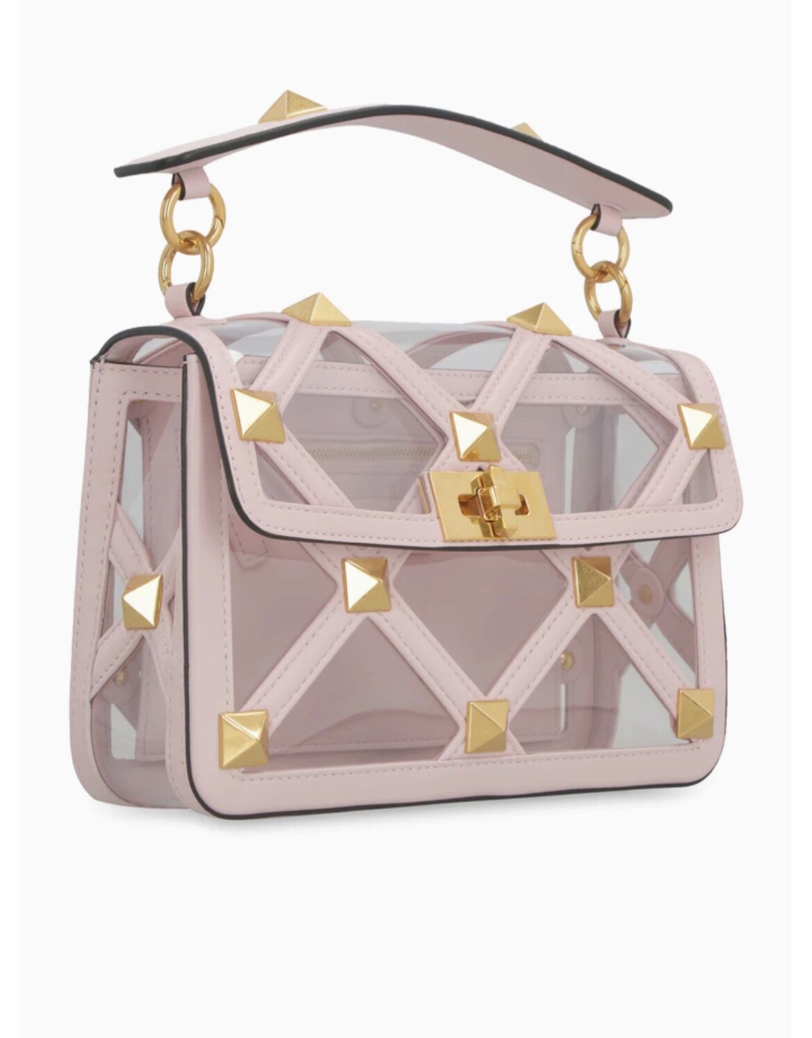 Valentino Garavani Gold Roman Stud PVC Transparent Pink