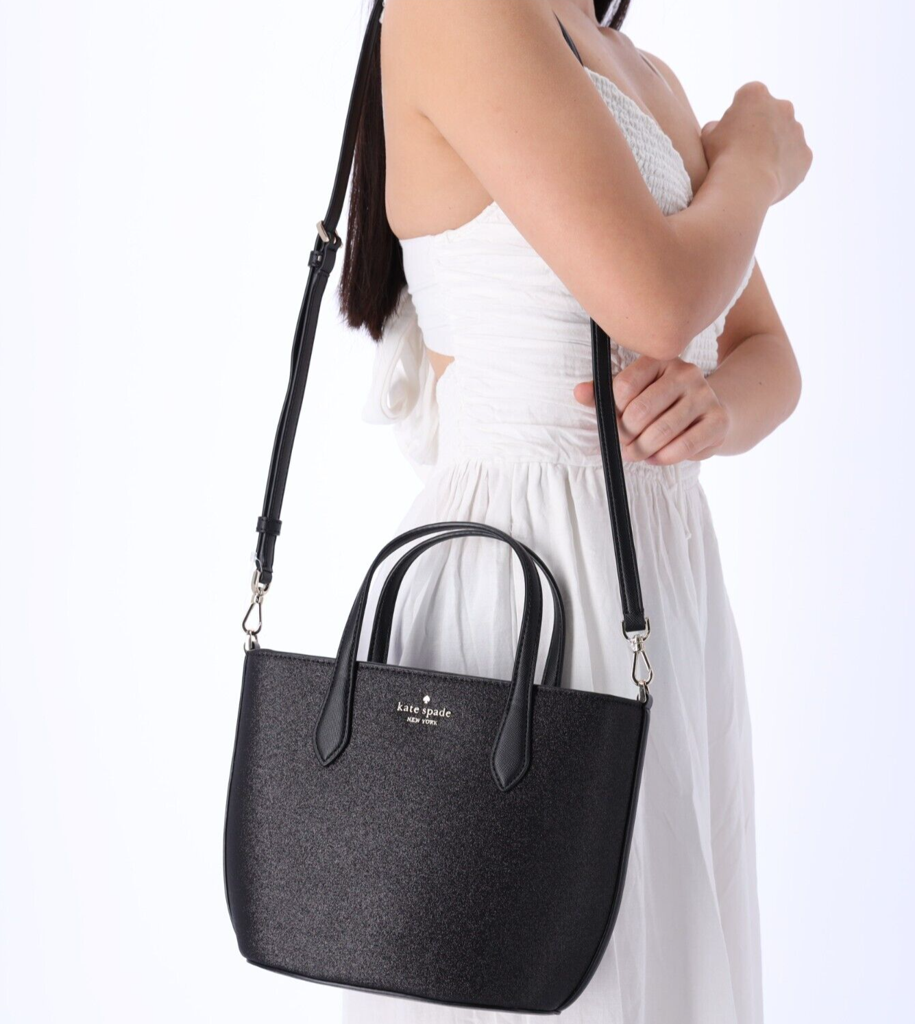 Kate Spade Glitter Glimmer Small Zip Satchel Crossbody Bag