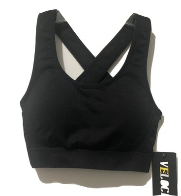 Velocity Sports Racerback Bra Women Small Padded Pull On Breathable Black Active