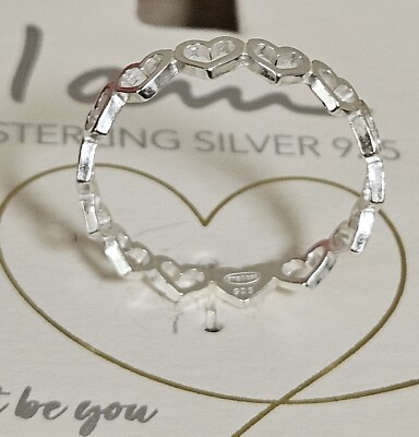 I AM STERLING SILVER HEART ETCHED BAND HEARTS RING SIZE 6 Small NWT