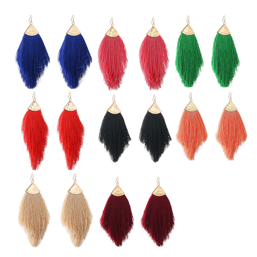 Buyless Fashion Womens Fringe Tassel Earrings Silky Fan Hook Lightweight Feather
