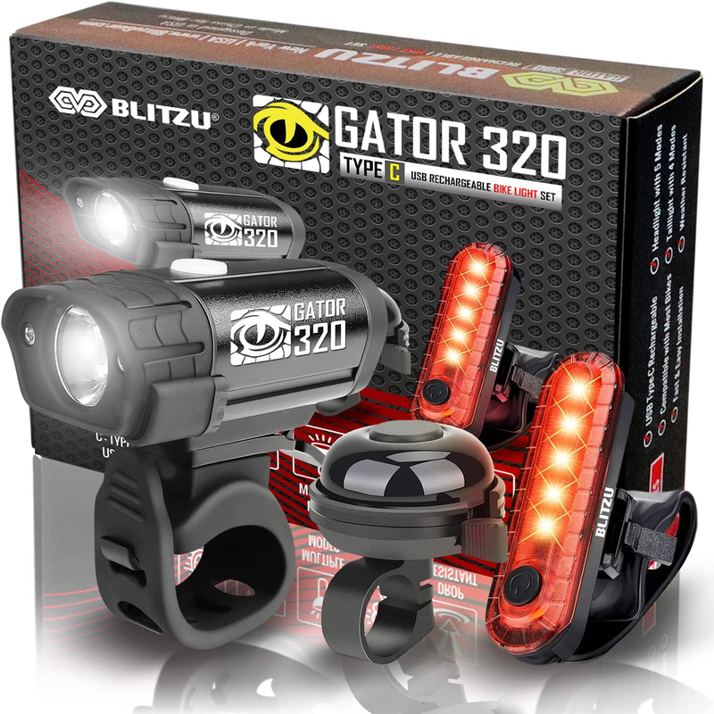 2023 Bike Lights Set with Bell USB-C Rechargeable. Bicycle Accessories for Night