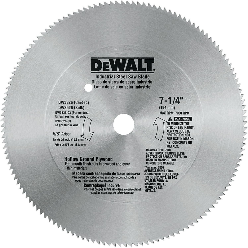 Blade, 7 1/4 Inch, 140 Tooth, Wood Cutting (dw3326)