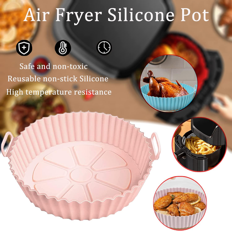 3 Pack Air Fryer Silicone Pot, Silicone Air Fryer Liners Reusable Air Fryer Acce