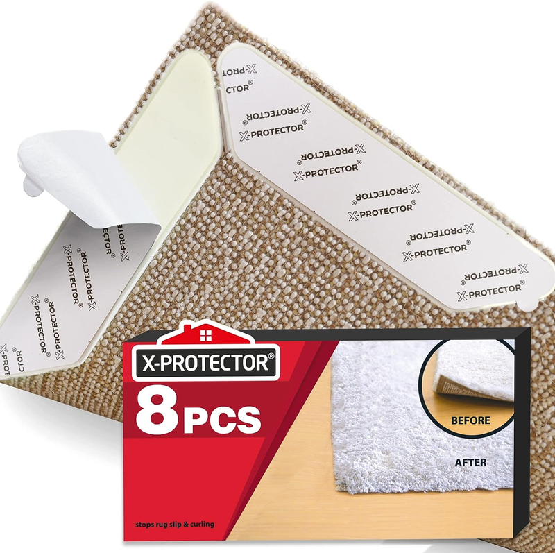 Rug Grippers 8 Pcs - anti Curling Rug Gripper - Ideal Rug Pad - Carpet Gripper w