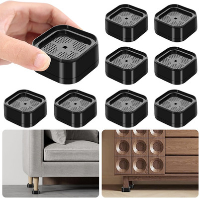8 Pack Adjustable Furniture Bed Risers, Stackable Heavy Duty Lifts 1-3 Inch, Bla