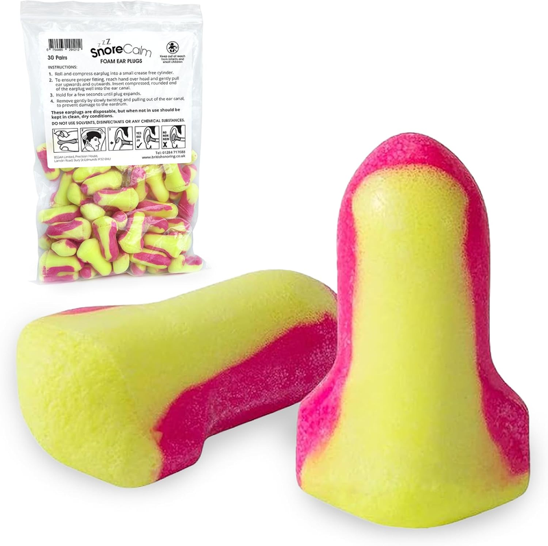 Snore Calm Foam Ear Plugs 30 Pairs 35Db Noise Cancelling Sleep Aid