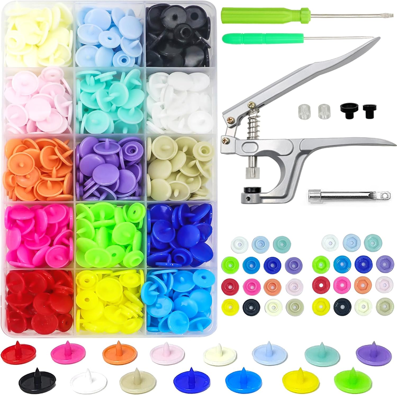 Snaps Buttons with Fastener Pliers Press Tool Kit, Sewing, Fasteners Tool, 600 P