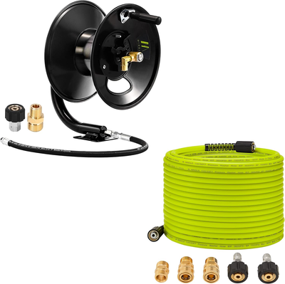 M MINGLE Pressure Washer Hose Reel 100ft, Pressure Washer Hose 50 FT x 1/4