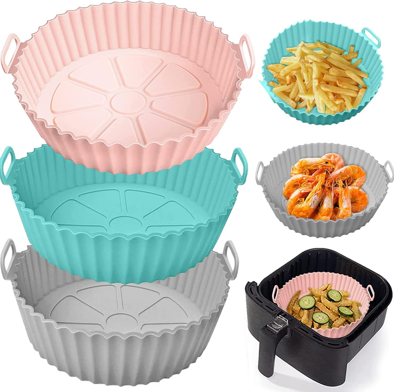 3 Pack Air Fryer Silicone Pot, Silicone Air Fryer Liners Reusable Air Fryer Acce