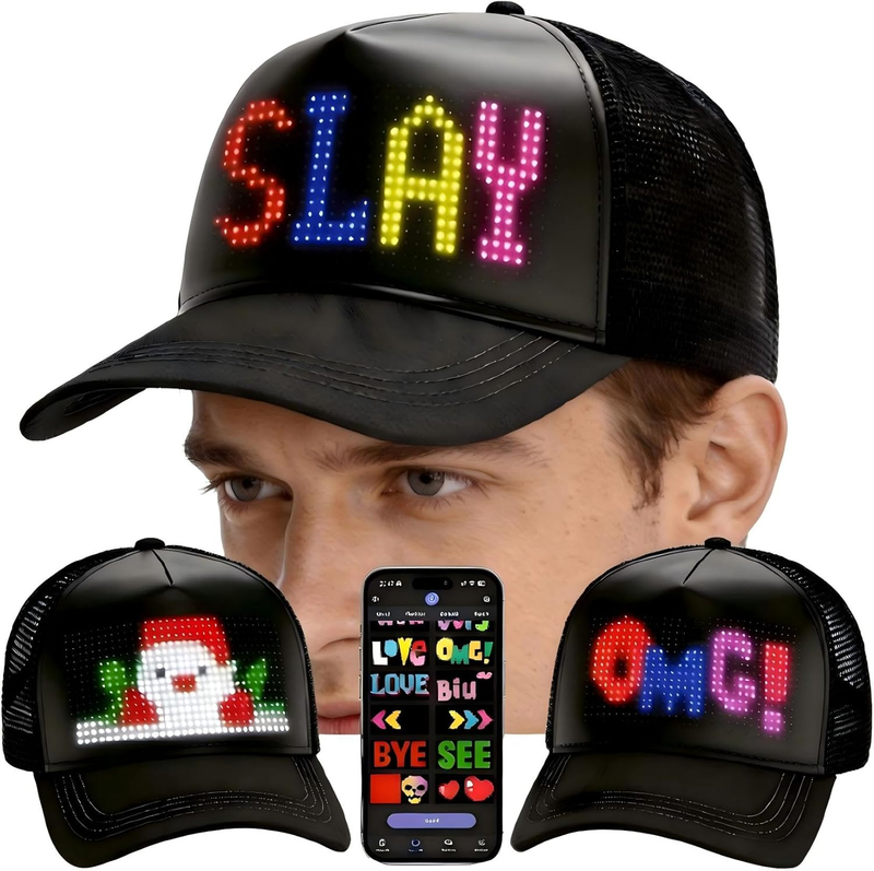 Programmable LED Hat Bluetooth App Control, Custom Text  display picture 3