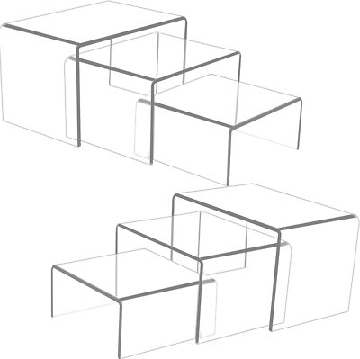 6 Pcs Acrylic Risers for Display, Display Riser, Clear 