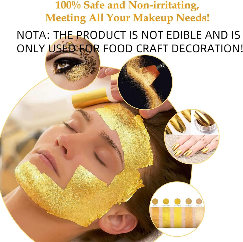 100 Sheets Gold Flakes with A Pair of Tweezers, Premium 24K Large Gold Leaf 5.31