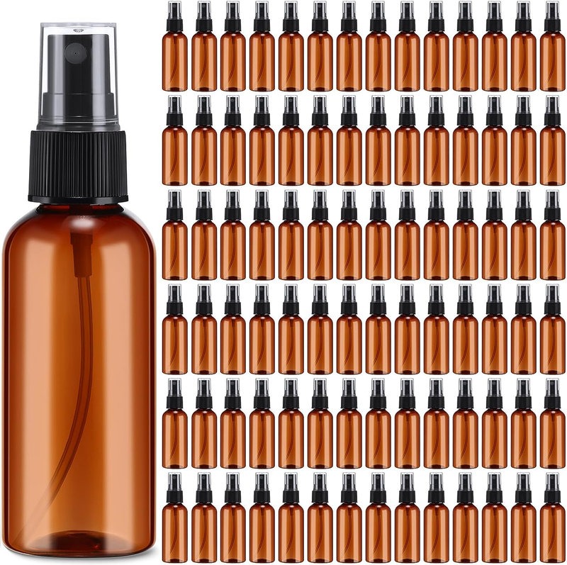 200 Small Spray Bottles Brown 2 Oz Plastic, Empty, for Essential Oil, Skin Care