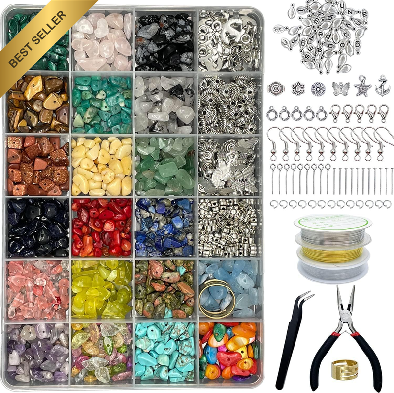 Jewelry Making Supplies Kit - 1053 PCS Beads Crystal Beads Jewelry Pliers Beadin