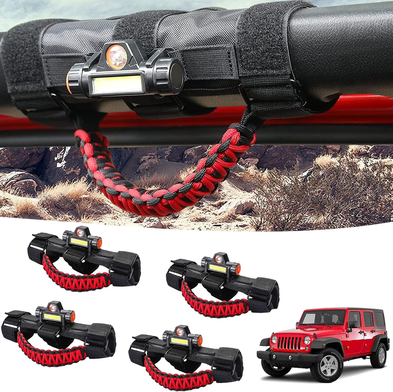 4Pc Grab Handles Roll Bar Paracord for Jeep Wrangler Accessories Sahara Freedom