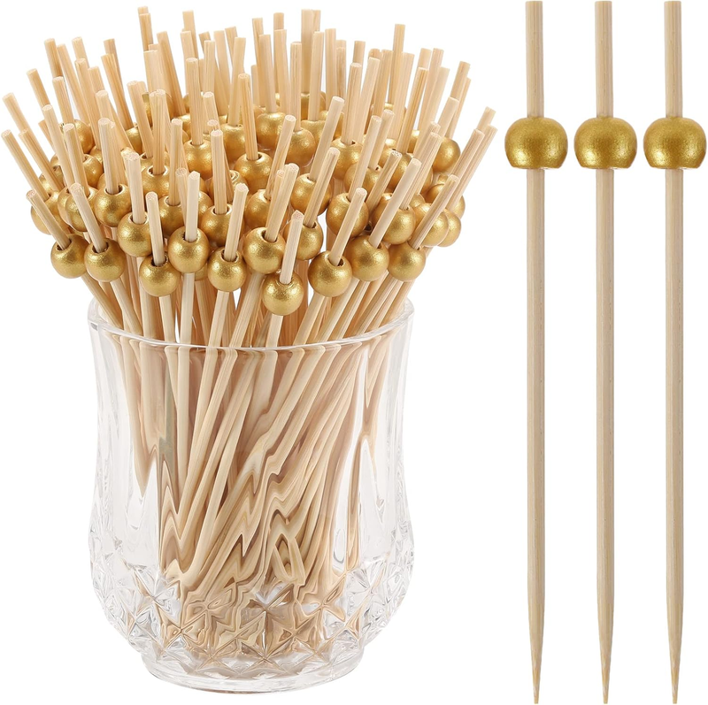 200 Pcs Cocktail Picks, 4.7 Inch Toothpicks for Appetizers, Bamboo Cocktail Stic