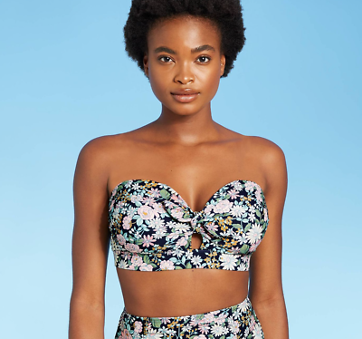 Women's Sweet Meadows Ditsy Bandeau Bikini Top - Kona Sol Size D/DD, Floral  NWT