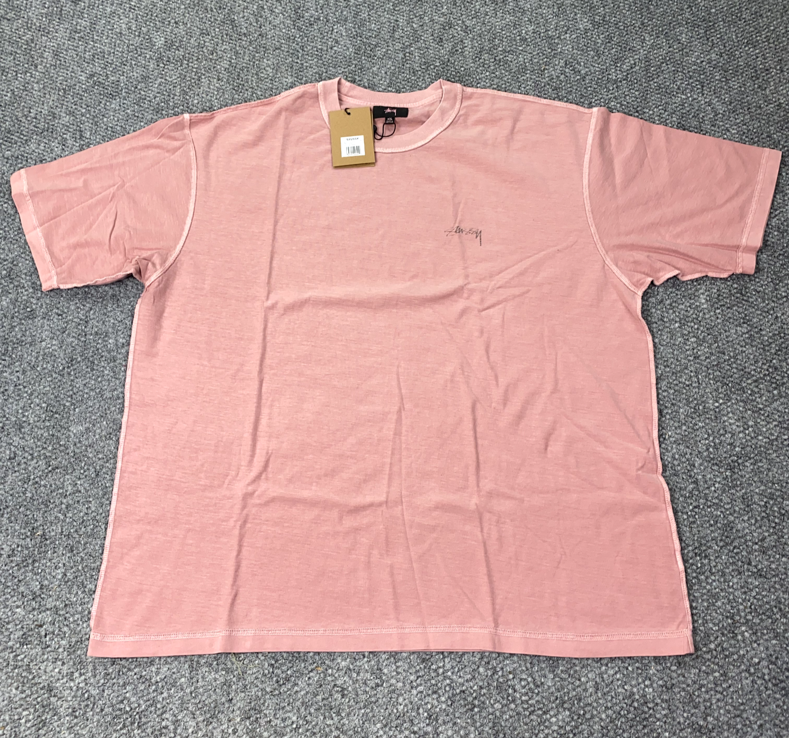Stussy Pigment Dyed Inside Out Crew Tee Mens Shirt XXL Berry