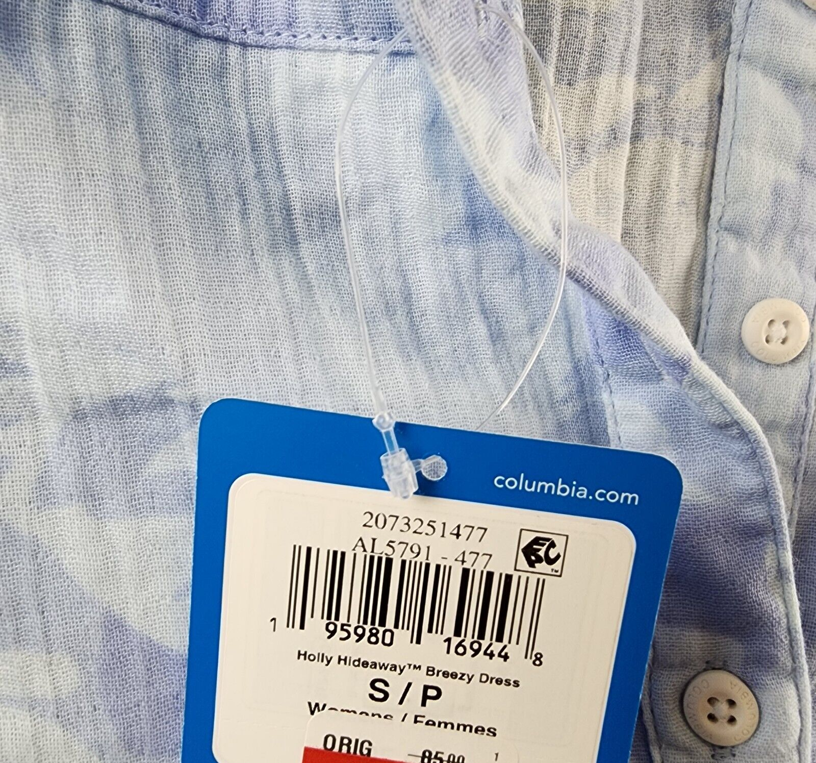 Columbia Holly Hideaway Breezy Dress Women's S Whisper Peonies Button Closure - Picture 8 of 14