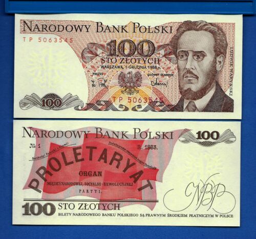 Poland P-143 100 Zlotych Year 1988 Uncirculated Banknote