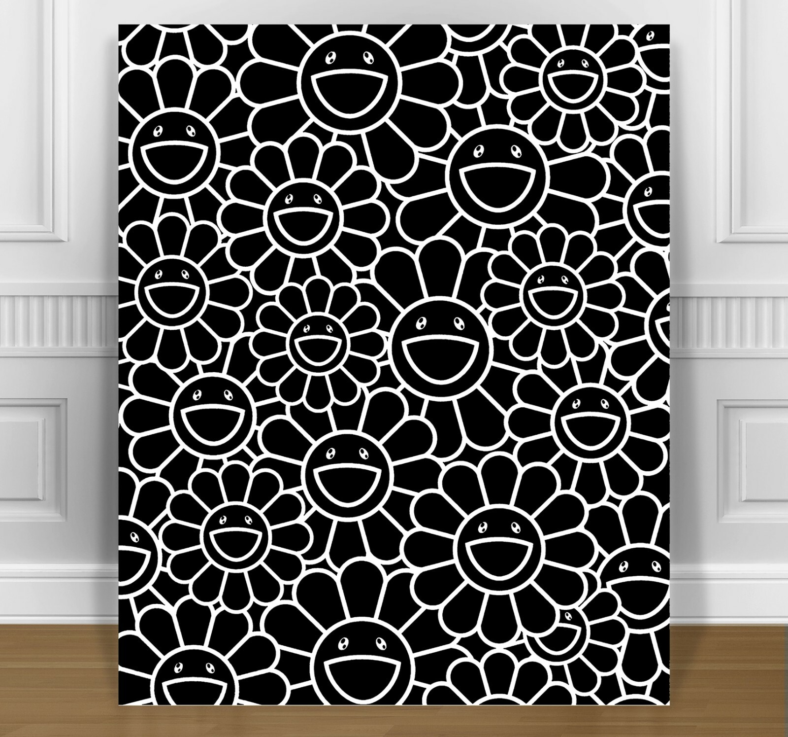 TAKASHI MURAKAMI Black Flowers CANVAS PRINT JAPANESE POP ART